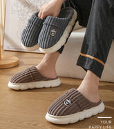 Men’s Winter Corduroy Slippers – Warm Plush Indoor Non-Slip Shoes